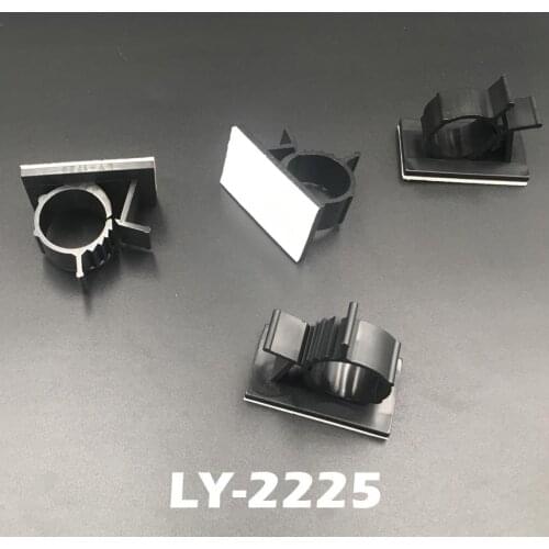 10pcs LY-2225 22mm Dia White Black Circle Self Adhesive Sticky Fixed Mount Base Adjustable Wire Harness Clamp Cable Clip