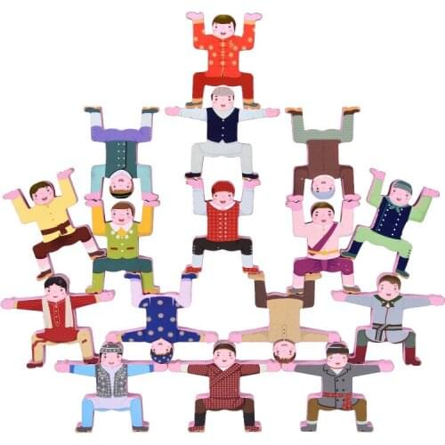 16PCS Wooden Hercules Balance Building Blocks DIY Stacking Jade Wooden Toys Wooden Blocks Kids Educational Toys for Children