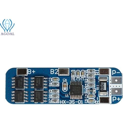 3S 12V 10A 18650 Lithium Battery Charger Protection Board Module BMS 11.1V 12.6V Over-Charge Short Circuit Protection Function