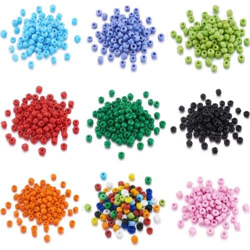 6/0 Opaque Colours Round Glass Seed Beads for Jewelry Making DIY White Black Red Green Blue 4mm, hole:1.5mm, about 495pcs/50g