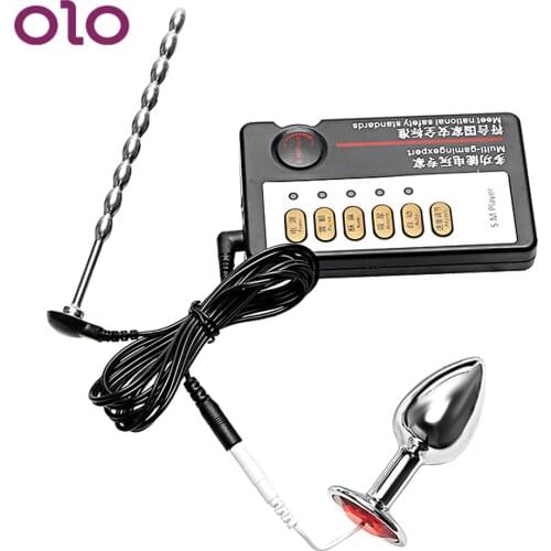 OLO Anal Plug Electric Shock Set Medical Themed Toys Therapy Massager Erotic Masturbation Sex Toys For Men Catheters Sounds