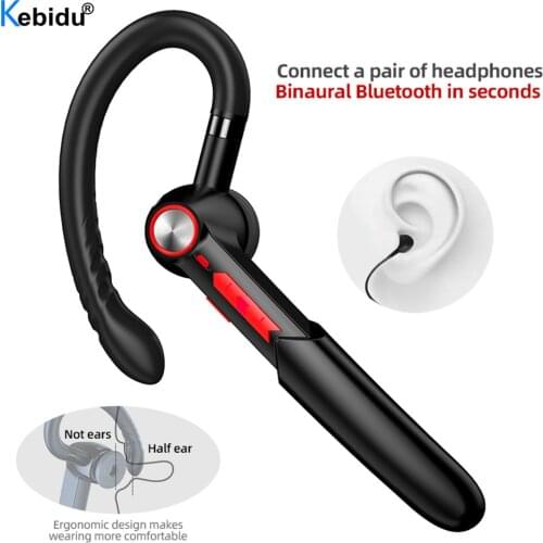 Wireless Bluetooth Headset with Mic Handsfree Fingerprint Business Bluetooth Earphone Multi-Color Ear Hook Headphones For Phone