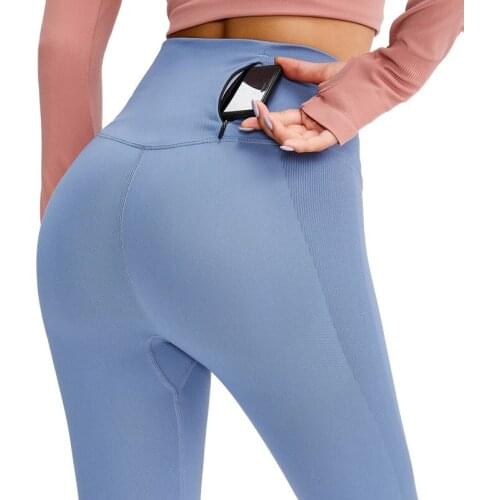 Letter Seamless Yoga Pant Women Zipper Key Pocket High-Waist Stretch Tight No T Line Sports Squat Legging Quick Dry Fitness Pant
