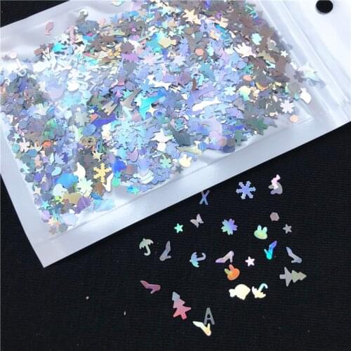 10g/Pack Laser Silver Ultrathin Star Flower Unicorn Shape Nails Glitter Sequins For Nail Diy Art Body Art Painting Decoration