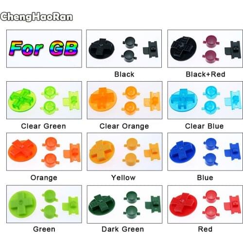 ChengHaoRan 11 Colors Optional Black Clear Customs DIY Buttons Set Replacement for Gameboy Classic for GB DMG A B D-pad Button