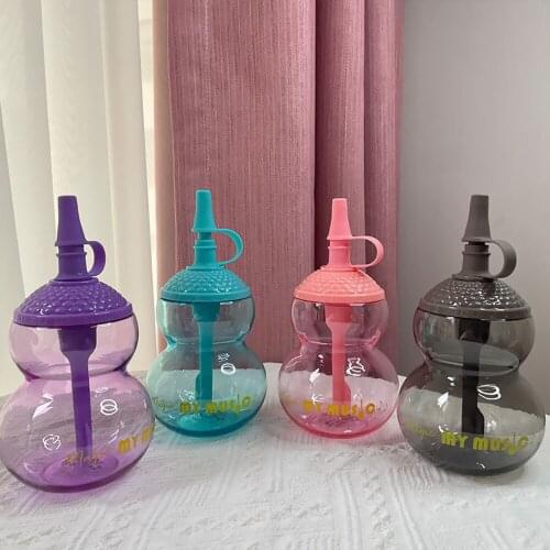 Children Water Bottle Straw Cup Cute Water Cup Boys and girls Students Anti-fall and Anti-scalding Plastic Cup Gourd cup