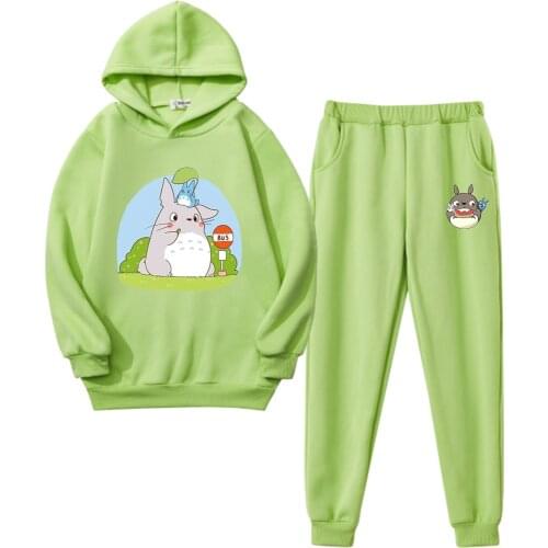 Cute Totoro Cartoon Print Fashion Childrens Hoodie Pants Set Kids Clothing for Girls Boy Clothes Toddler Clothes