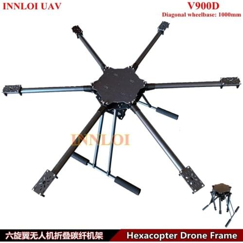 DIY 1000mm umbrella sytle folding Carbon Fiber Hexa Rotor Drone Frame Multi Rotor Accessories For Commercial / Industrial uav