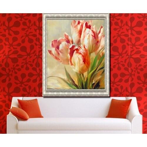 DIY Diamond Painting Needlework Novelty 3d Square Full Diamond Embroidery Pattern Flower Tulip Painting 25*30 Decoration Room