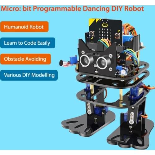 Elecrow Micro: bit Programmable Dancing DIY Robot Bipedal Humanoid Servo Robots Micro Bit Programming Learning Kit for Children