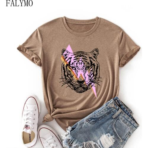 Tiger Lightning T-shirts Women Short Sleeve Casual T-Shirt Summer Graphic Tee Shirts Female Clothes Tops Shirt Graphic T Shirts
