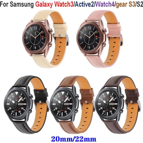 20 22mm watch band For Samsung Galaxy watch3 strap Leather Smart bracelet belt for Galaxy watch 3 41mm 45mm Watchband