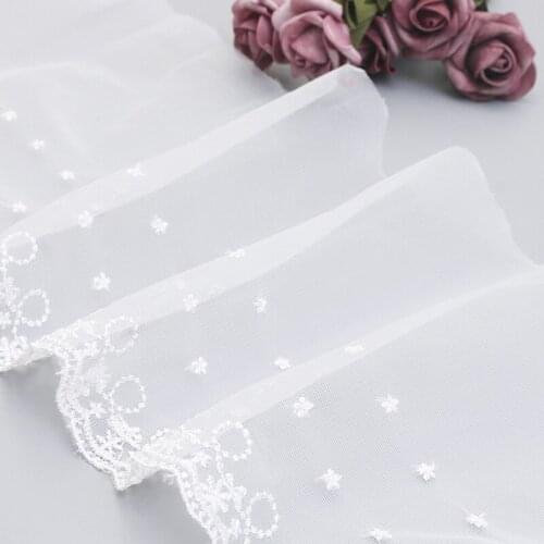 1Yard Embroidery Dot Lace Fabric Wedding Dress Doll Sewing Accessories 23cm Cord Lace Skirt Laces For Clothes Guipure Craft LT22