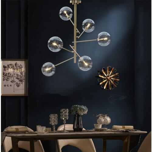 Loft Gold Creative Chandelier Iron Dining Lighting Living Room Lamp American Syle Minimalism Lamp Indoor Modern LED B