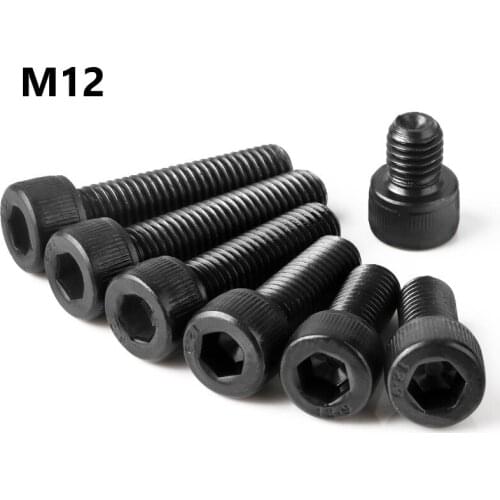M12 Bolt 12.9 Grade Alloy Steel Black Hexgon Socket Screw M12*16 20 25 80 90 100 110 120 130 140 150mm Balck Screw Full Thread