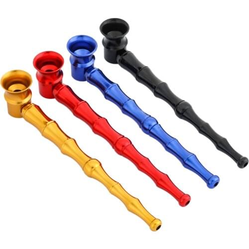 Small Bamboo Tobacco Stems Smoke Metal Pipes Portable Smoking Pipe Herb Tobacco Pipes Cigarette Holder Smoking Accessories Gifts