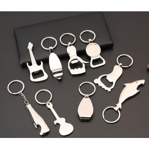 Metal Beer Keychain Bottle Opener Shark/Guitar Style Kitchen Gadgets Accessories Wedding Party Favor Gifts Wine Accessories