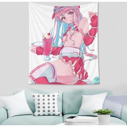 Kawaii Wall Hanging Tapestry Cute Anime Aesthetic Room Decor Decoration Mural Tapiz Gobelin Home Decoration Accessories Makrama