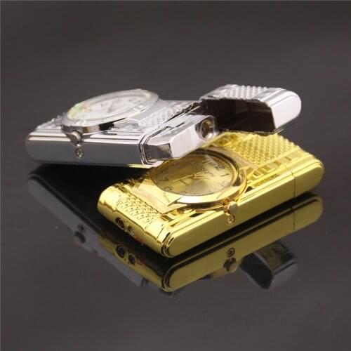Multi-function Watch Large Dial with Colorful Lights and Metal Windproof Lighter Gadgets for Men Briquets Et Accessoires Fumeurs