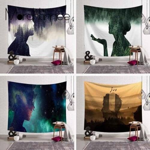 Large Forest People Shadow Tapestry Wall Hanging Psychedelic Tapestry Wall Fabric Decor Mandala Blanket Beach Carpet/Rug