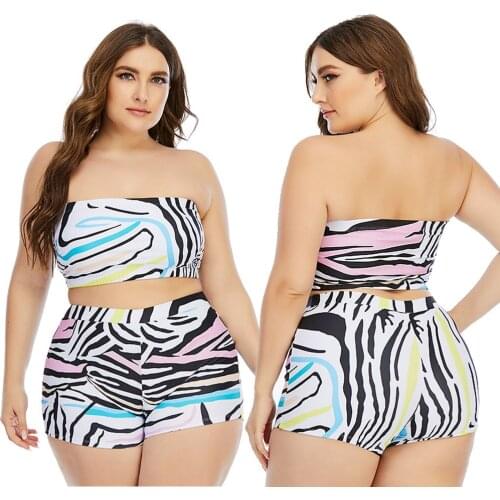 New Women Plussize Swimwear Swimming Suits High Waist Bikini Sets Foral Big Larges Plus Size Swimsuit Bathing Beachwear 2020