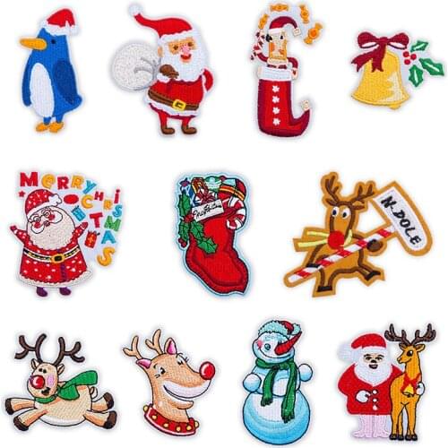 New Patch Christmas Series Embroidery Patch Cloth Sticker DIY Custom Wholesale Iron on Patches for Clothes Patches Iron on