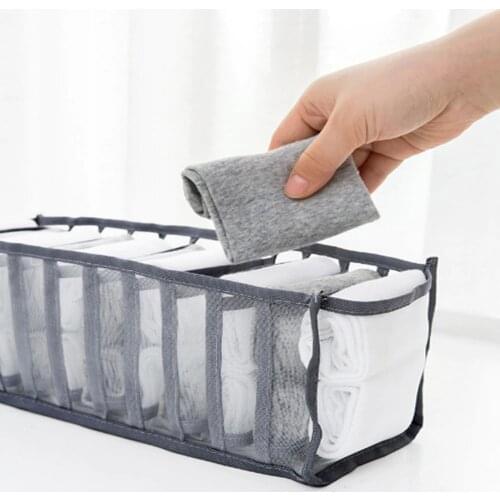 Socks Organizer Box Nylon Split Wardrobe Drawer Storage Case Practical Home 6/7/11 Compartment Underwear Organizers