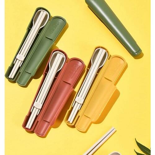 Stainless Steel Chopsticks Spoon Set With Box Portable Travel Chopstick Reusable Food Sticks For Sushi Kitchen Accessories