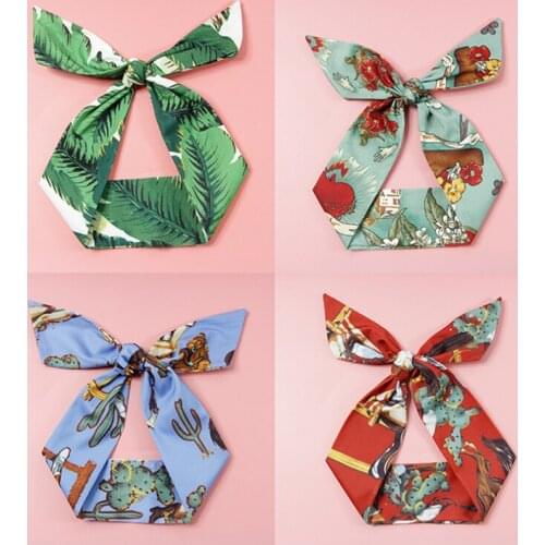 Summer fashion rabbit ears scrunchy women girls turband headband hair head band hoop accessories for women hairband headdress