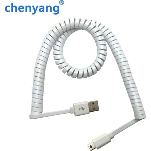 Spring Coiled USB 2.0 Male to Mini 5 Pin Male Data Sync Charger Power Cable 2m