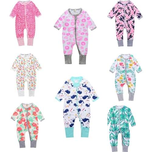 Hot Sale Spring Autumn Pink Patterned Cotton Baby 0-3 years old Jumpsuit Baby Clothes For Newborn Baby Girl Birthday Xmas Gifts