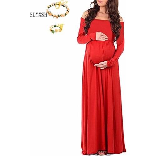 Maternity Photography Props Pregnancy Clothes Maxi Maternity photography Dress Long sleeve Maternity Gown For photography Props