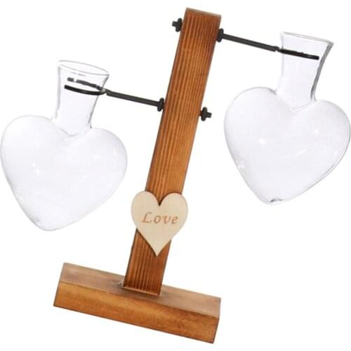 Glass Heart Shaped Test Tube Vase Easy to Clean Planter for DIY Gardening