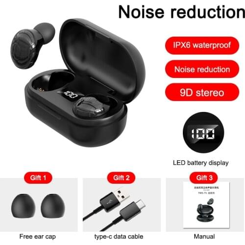 TWS wireless bluetooth 5.0 headset digital display binaural in-ear sports waterproof noise reduction stereo 9D subwoofer earplug