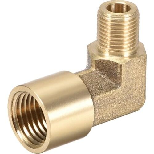 Uxcell 1pcs Brass Pipe Fitting 90 Degree Elbow G1/8 Male X G1/4 Female Gold Tone for air, water, fuel, oil and inert gases