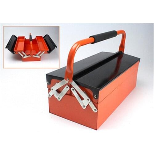 Metal Toolbox Thickened Large Portable Car Repair Household Hardware Three-Layer Folding Tool Storage Box