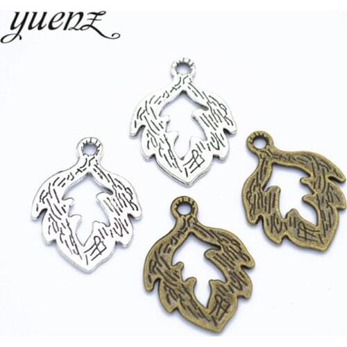 YuenZ 10pcs Antique Silver color Maple leaf Charms Pendant Bracelets Necklace Jewelry Making Findings Accessories 24*18mm Q374