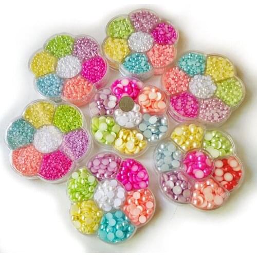 3/4/5/6mm One Box Half Round Pearl Bead Flat Back Scrapbook Beads For Jewelry Making DIY Garment Pearls Beads