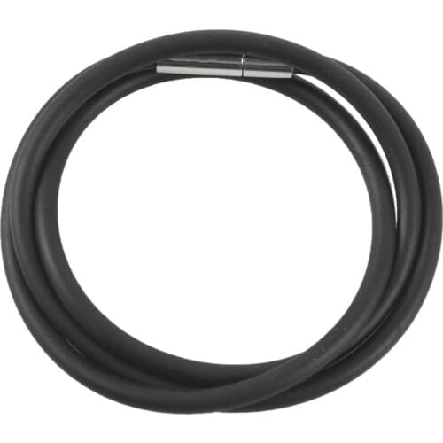3mm cord in rubber black necklace with clasp in steel stainless - 16 inch