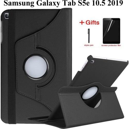 360 Rotaing Style Tablet Case for 2019 Samsung Galaxy Tab S5E 10.5 inch SM-T720 T725 Magnetic PU Leather Folding Cases+film+pen