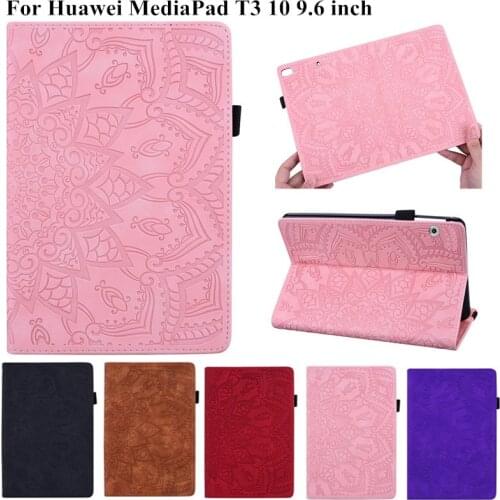 3D Flower Embossed PU Leather for Huawei MediaPad Media Pad T3 10 Case Slim Folding Cover Funda Tablet For Huawei Mediapad T3 10