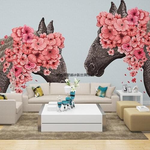 3D simple Nordic horse wallpaper living room sofa shop coffee shop TV background wall flower sea Abstract mural papel DE parede
