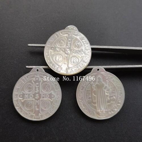 5pcs/lot 21mm Natural Cross & San Benito Mother pearl shell Charm for DIY Jewelry Jesus Mother Pearl shell for Necklace