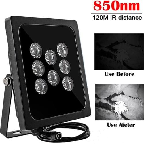 850NM 8pcs Array LEDS laser IR illuminator infrared lamp 120M IR distance Waterproof Night Vision Fill Light for CCTV Camera