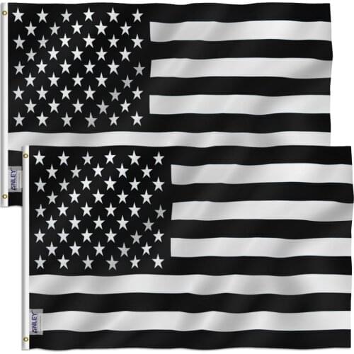 ANLEY Pack of 2 Fly Breeze 3x5 Foot Black and White American Flag - Recession USA Flags Polyester 3 X 5 Ft