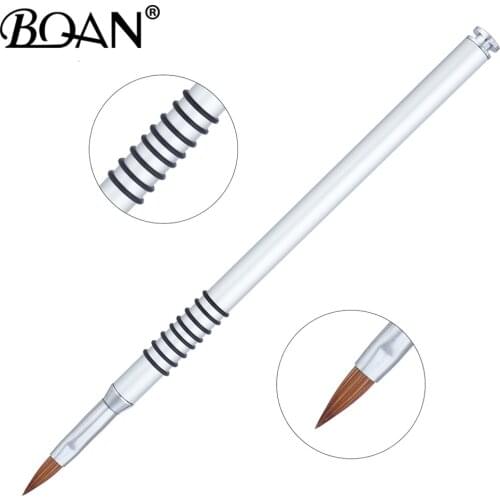 BQAN New 10pcs #2 #3 #4 #5 #6 Kolinsky Sable Brush Acrylic Nail Art Brush Pink Metal Crystal Acrylic Salon