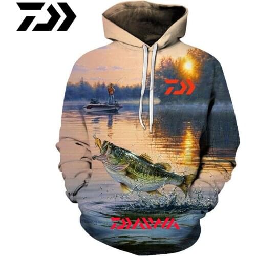 Daiwa Fishing Hoodie 3D Deep Sea Fish Hoodies Creative Art Style and Autumn Fashion Hoodie Cartoon Trend Handsome Top S-6xl