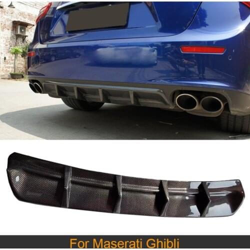 Rear Diffuser For Maserati Ghibli 2014 - 2017 Carbon Fiber Car Rear Bumper Diffuser Lip Spoiler Add On