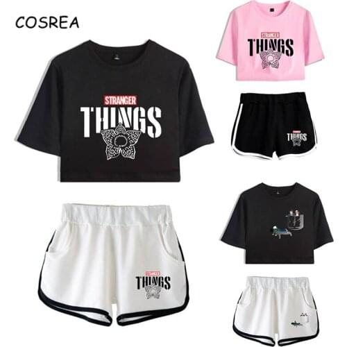 Cosrea Cosplay Stranger Things T Shirt Dustin Tees Stranger Things Shirt Shorts Girls Running Suit T-shirt Sport Shorts Suit