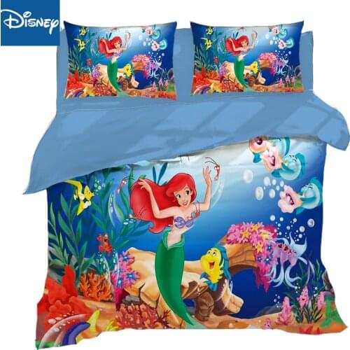 Cartoon Mermaid Ariel Princess queen size Duvet Cover Set for Girls Bed single linen Twin Bedclothes for Bedroom Decor hot sale
